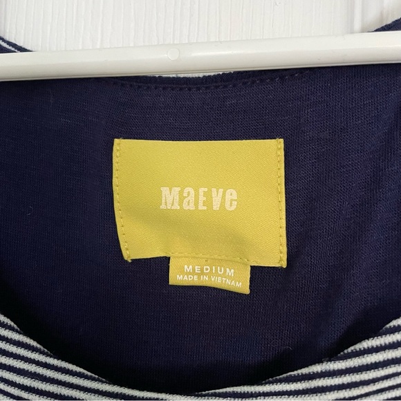 Anthropologie Maeve blue and white striped midi length bodycon dress size medium - Picture 2 of 4